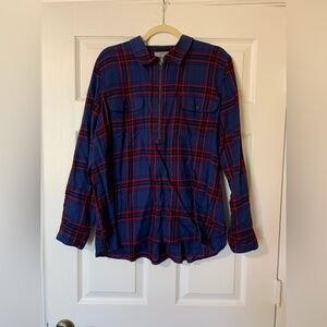 G.H.‎ Bass & Co. Plaid Flannel Zip Front Long Sleeve Shirt Size XL Classic